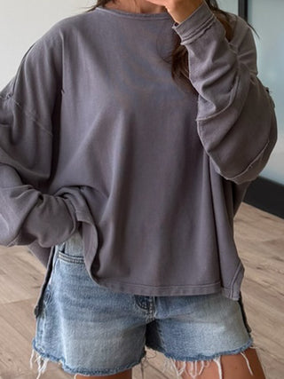 Wave Catcher Oversized Top | Charcoal