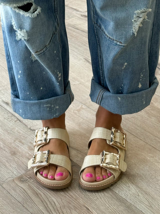 Bamboo Buckle Slides | Raffia | FINAL SALE