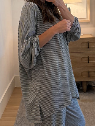 Sunday Soft Stripe Set | Black | +Plus Available