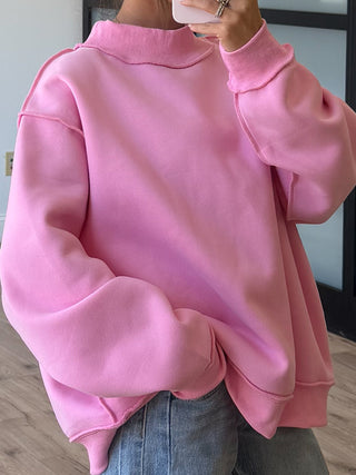 Inside-Out Mock Neck Sweatshirt | Bubblegum