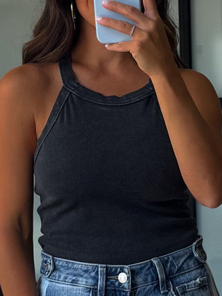 Mineral Mist Ribbed Tank | Black