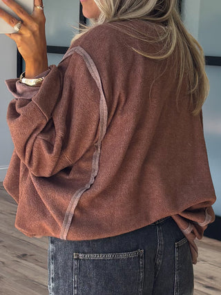 Out + About Brushed Knit Pullover | Chestnut