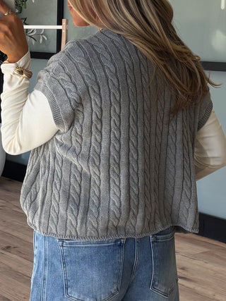 Rue Cable Knit Sweater Vest | Grey | FINAL SALE