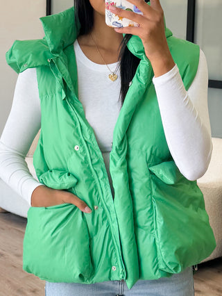 Hooded Pocket Puffer Vest | Jade | +Plus Available | FINAL SALE