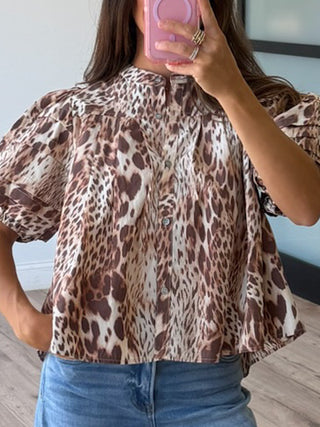 Copacabana Puff Sleeve Blouse | Leopard