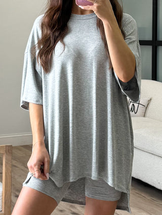 Novi Ribbed Tee + Shorts Set | Grey | +Plus Available | RESTOCK