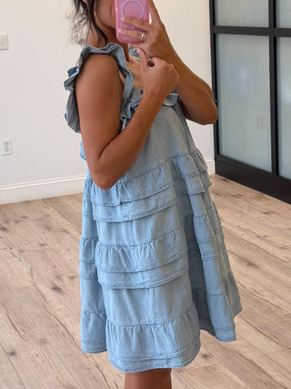Harper Ruffle Tiered Denim Dress