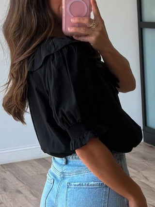 Aimee Ruffle Poplin Blouse