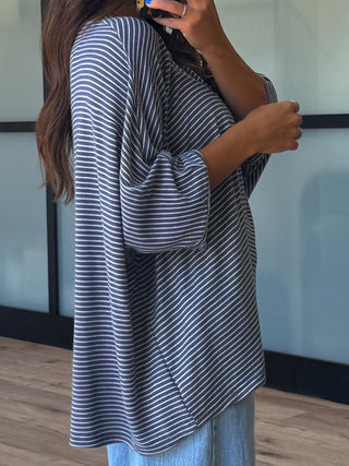 Dremme Brushed Knit Top | Dusty Blue