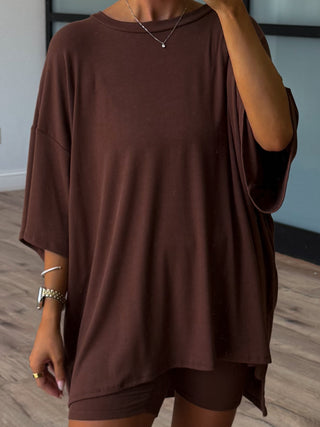 Novi Ribbed Tee + Shorts Set | Chocolate | +Plus Available | RESTOCK