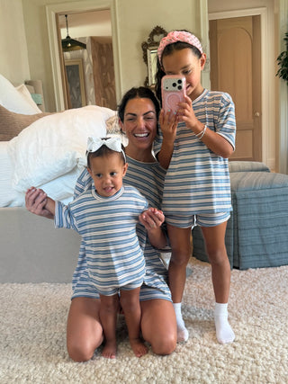 Jovi Ribbed Knit Tee + Shorts Set | Sky Cloud | +Plus Available