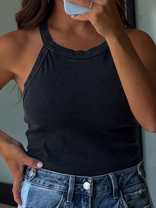 Mineral Mist Ribbed Tank | Black