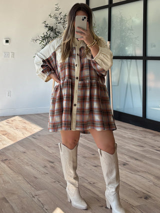 Asheville Plaid Tiered Tunic | Rust