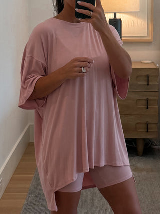 Novi Ribbed Tee + Shorts Set | Dusty Rose | +Plus Available