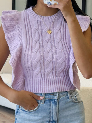 Eve Ruffle Trim Sweater Top | Lilac | FINAL SALE