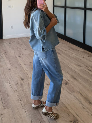 Preston Denim Popover Top
