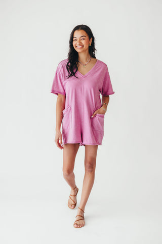 Mineral Wash Casual Romper | Orchid | +Plus Available