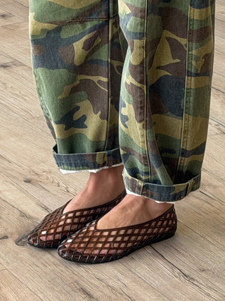 Jelly Mesh Ballet Flats | Brown