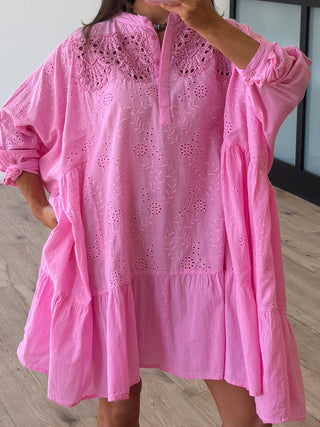 Saltwater Eyelet Cover-Up Dress | Bubblegum
