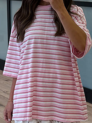 Santos Stripe Boyfriend Tee | Rose Kiss