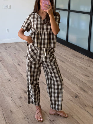 Brownie Points Gingham Peplum Top