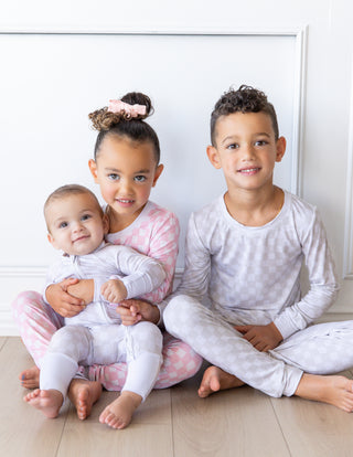 Kids Checkered Pajama Set | Stone | Tiny Talulah