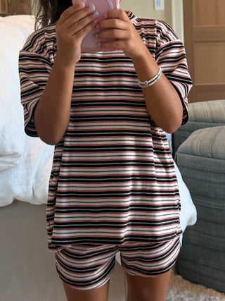 Tiny Jovi Ribbed Knit Set | Cherry Cacao