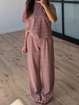 Miah Ribbed Knit Tee | Choco Berry