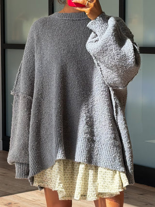 Lev Textured Sweater | Charcoal | +Plus Available