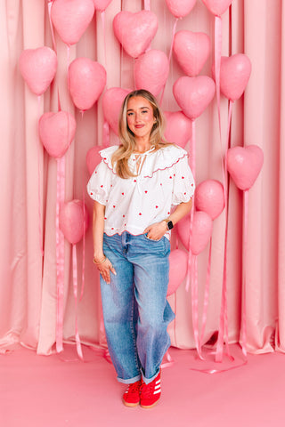 Beloved Heart Embroidered Top | White | FINAL SALE