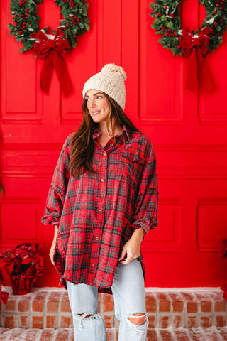 Stone Cliff Plaid Tunic | Red | +Plus Available | RESTOCK