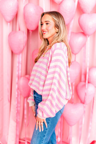 Juniper Stripe Knit Sweater | Pink | +Plus Available