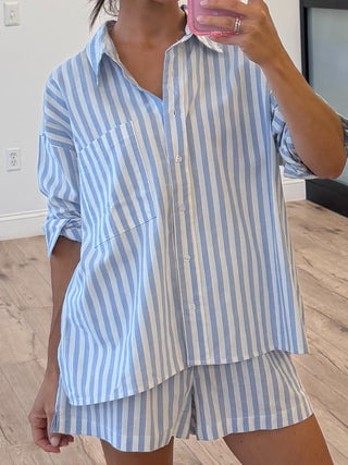 Rian Stripe Button-Down | Sky Blue | RESTOCK
