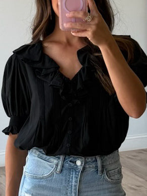 Aimee Ruffle Poplin Blouse