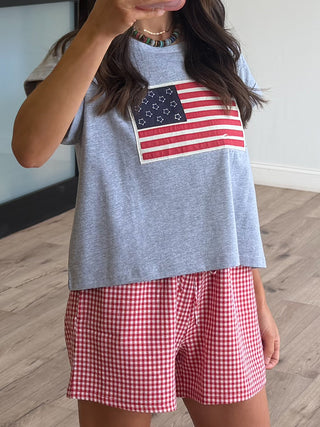 Gingham Leisure Relaxed Shorts | Cherry