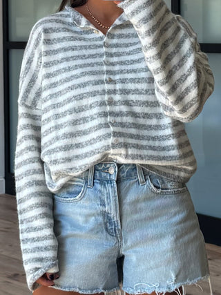 Isla Cardigan | Striped Grey | RESTOCK