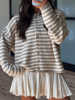 Rielle Stripe Cardigan | Natural