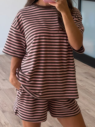 Cozy Era Oversized Knit Tee | Chocolate Blush