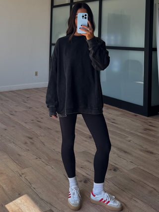Oak Park Mineral Wash Pullover | Washed Black