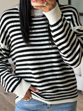 Upstate Stripe Sweater | Black | +Plus Available