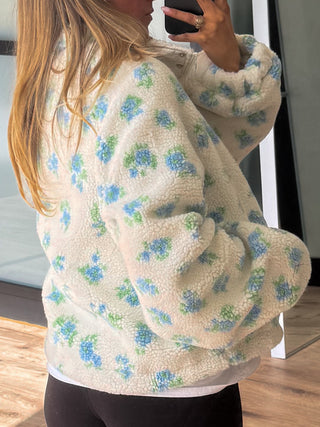 Calla Sherpa Bomber Jacket | Blue