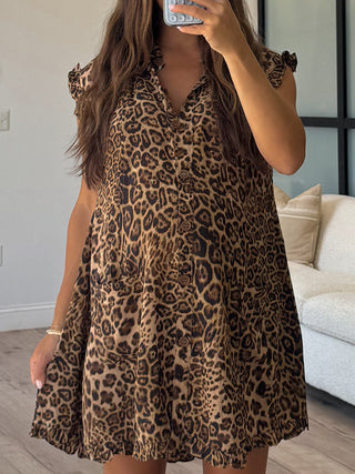 Evelyn Flutter Dress | Leopard | +Plus Available