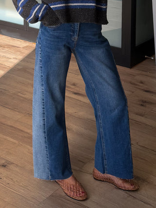 Daze Out Contrast Wide-Leg Jeans | +Plus Available