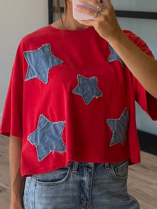Starburst Patch Tee | Cherry