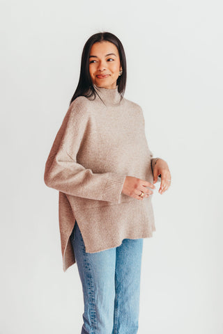 Nolan Mock Neck Sweater | Taupe