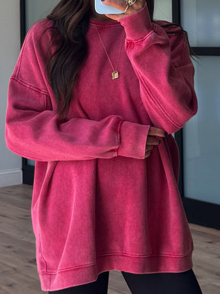 Oak Park Mineral Wash Pullover | Red
