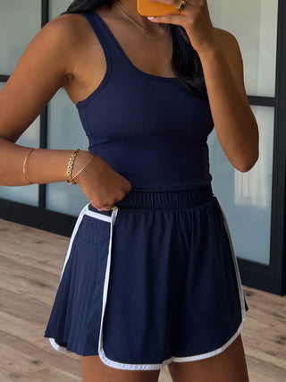 Pleat Street Shortsie | Navy