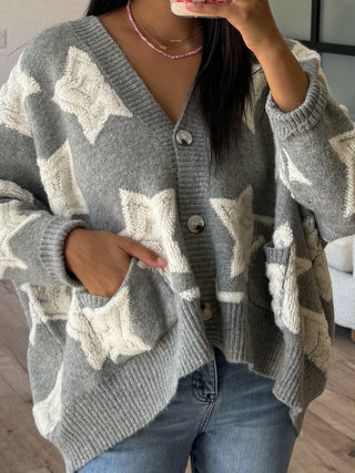 Stormi Star Oversized Cardigan | Grey