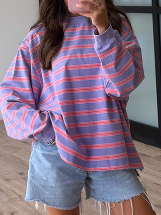 Kayda Stripe Long Sleeve | Lilac Kiss