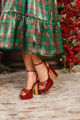 Valencia Horsebit Platform Heels | Burgundy